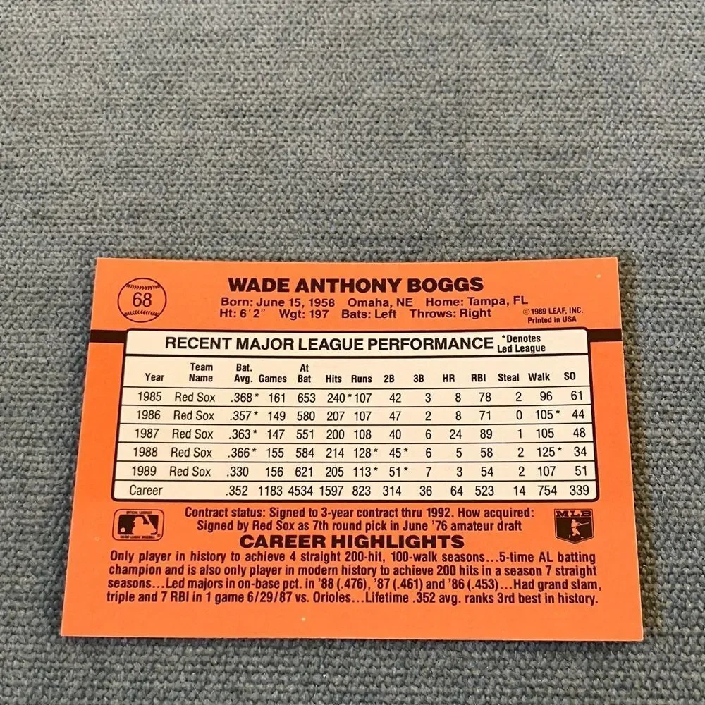 1990 Donruss Boston Red Sox Baseball Card Trading Card